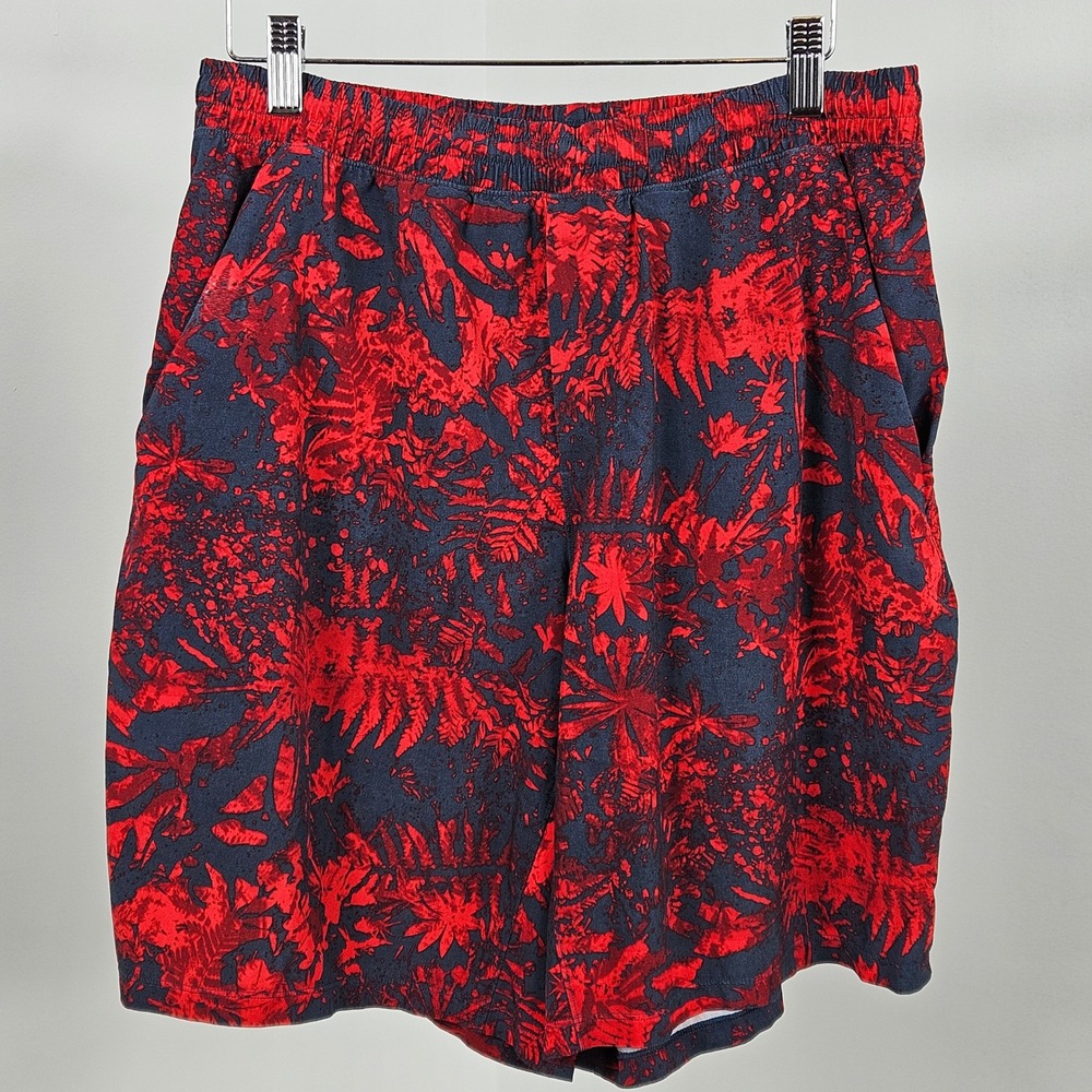 Lululemon Pace Breaker Shorts Mens L Red Navy Tropical Floral 8 Inseam